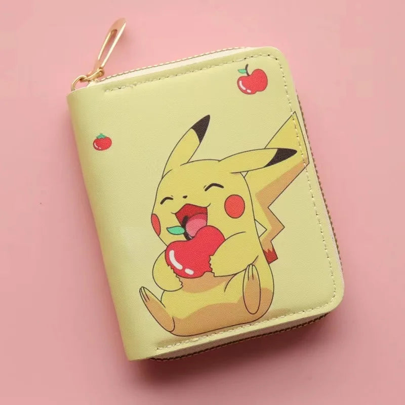 NEW Pokemon Wallet Japanese Cartoon Cute Coin Purse Around Pikachu Wallets Fashion Leather Zipper Wallet Children Birthday Gift
