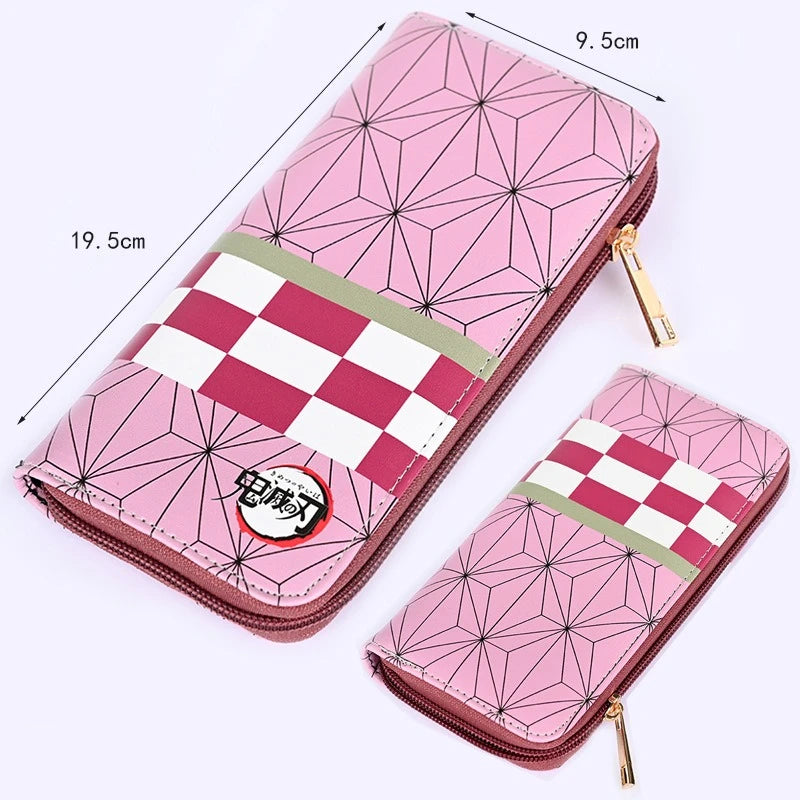 Anime Demon Slayer Kimetsu No Yaiba Tanjiro Kamado Nezuko Wallets Long PU Leather Wallet Anime Purse Cosplay Accessories Gifts