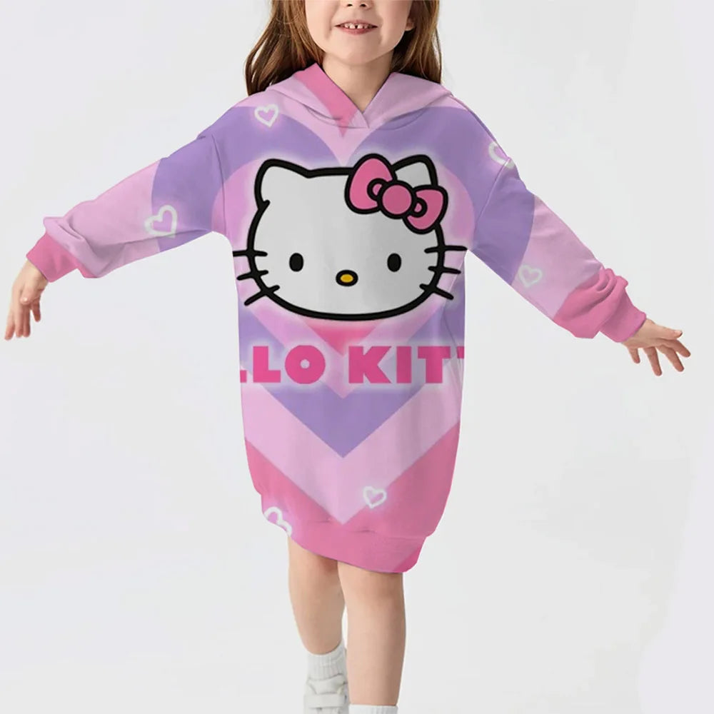 Hello Kitty Girl Comfortable Hoodie Dress