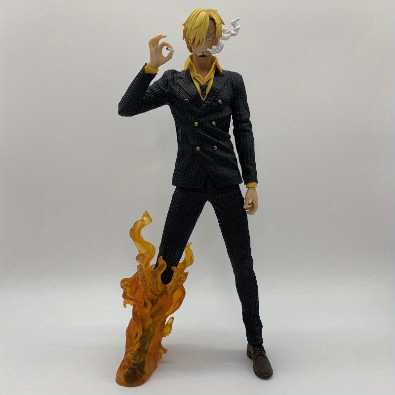 Bandai Sanji Black Flame Legs Collectible Figurine - White Suit Edition, PVC Material