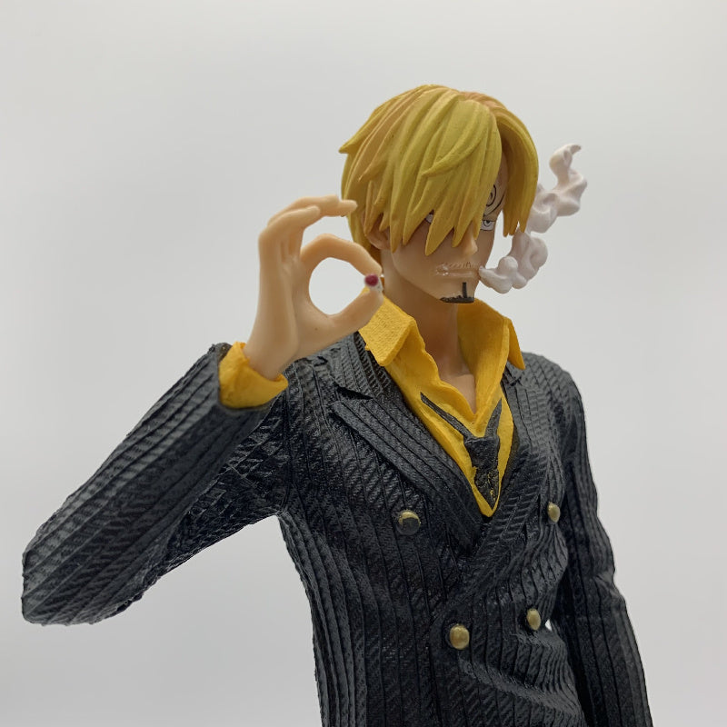 Bandai Sanji Black Flame Legs Collectible Figurine - White Suit Edition, PVC Material