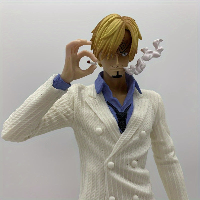 Bandai Sanji Black Flame Legs Collectible Figurine - White Suit Edition, PVC Material