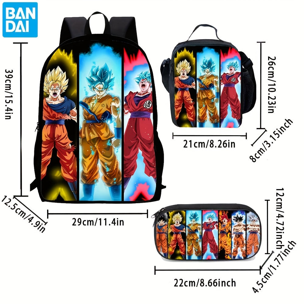 Dragon Ball Z Backpack Set - 3-Piece School Set with Lunch Box & Pencil Case