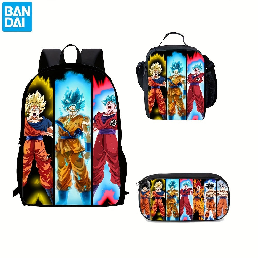 Dragon Ball Z Backpack Set - 3-Piece School Set with Lunch Box & Pencil Case