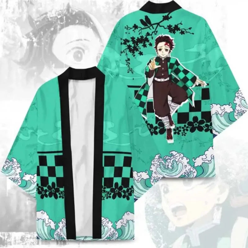Demon Slayer Kamado Tanjirou & Nezuko 3D Printed Kimono Cape - Cosplay Jacket