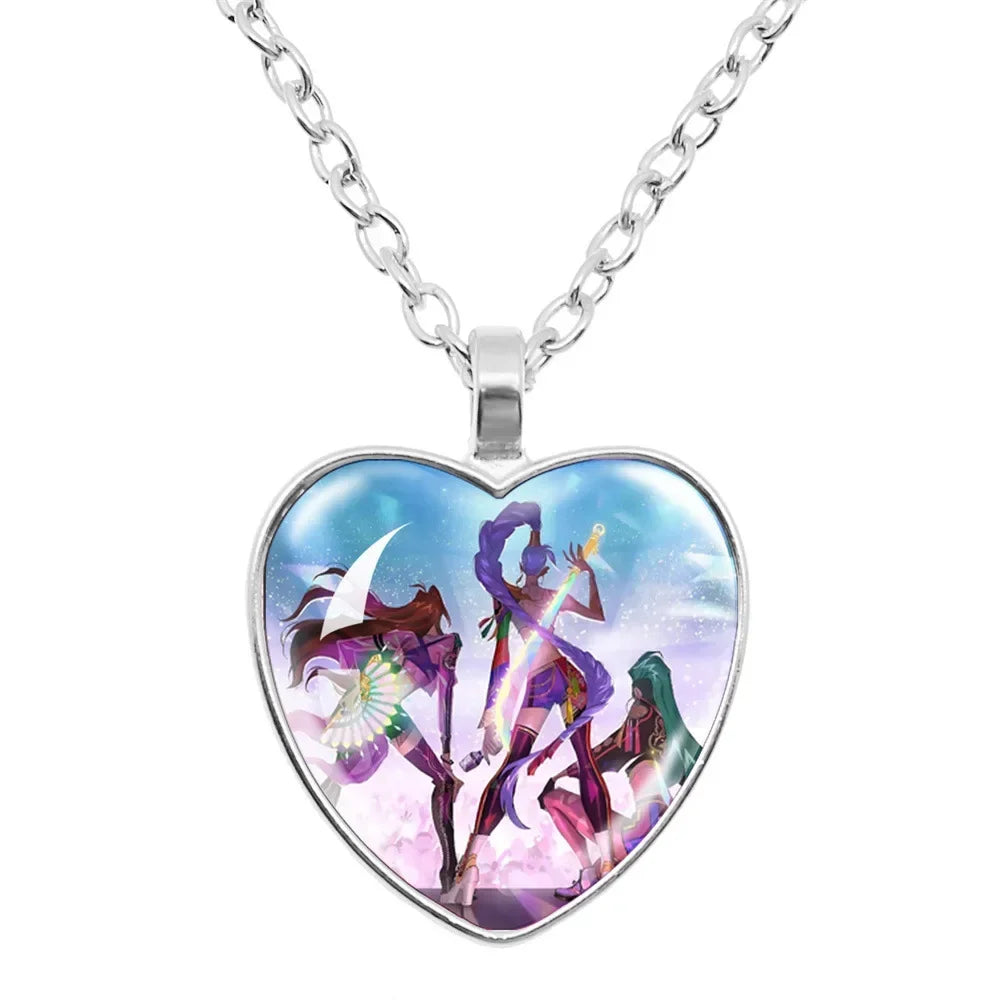 Demon Slayer Gem Peach Heart Necklace - Anime Fashion Jewelry Gift