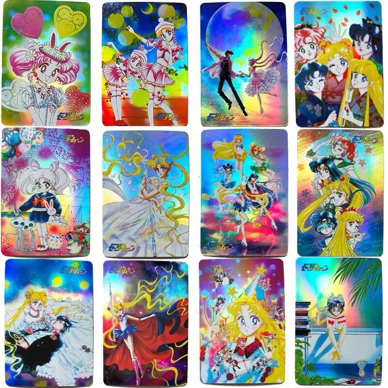 Sailor Moon collectible cards games for boys toys table games birthday gifts DIY anime Makomo Sailor Moon premium flash cards