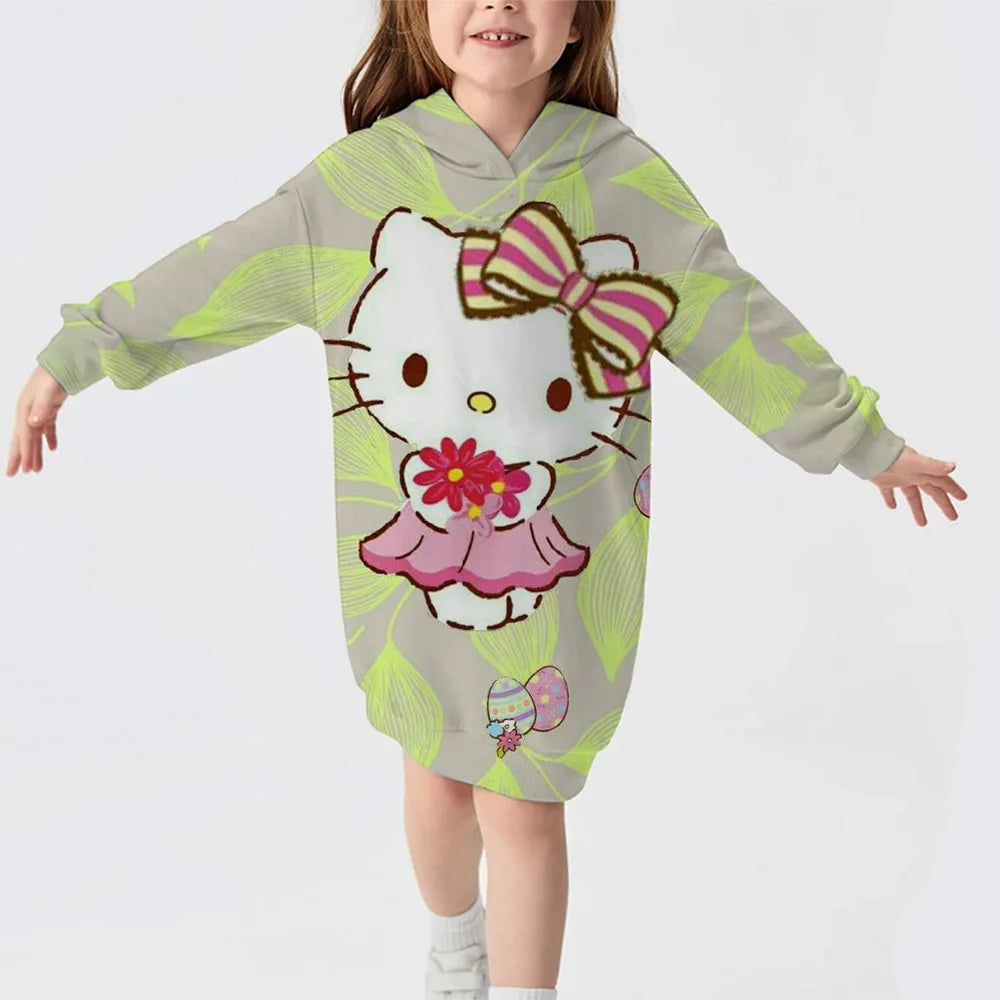 Hello Kitty Girl Comfortable Hoodie Dress