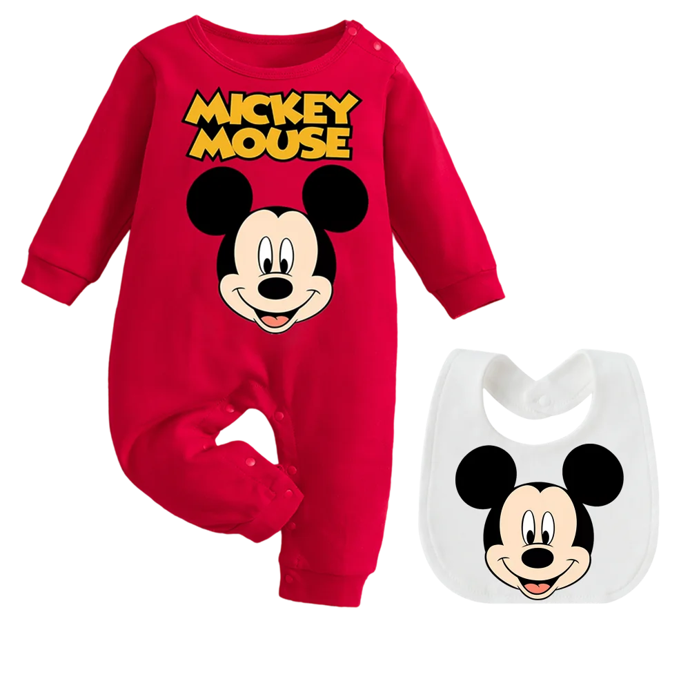 Newborns long-sleeved jumpsuits 0-9M Mickey Mouse Design
