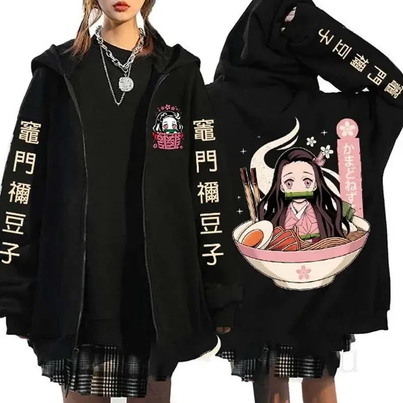 Demon Slayer Kimetsu no Yaiba Zipper Hoodie - Nezuko Kamado Streetwear