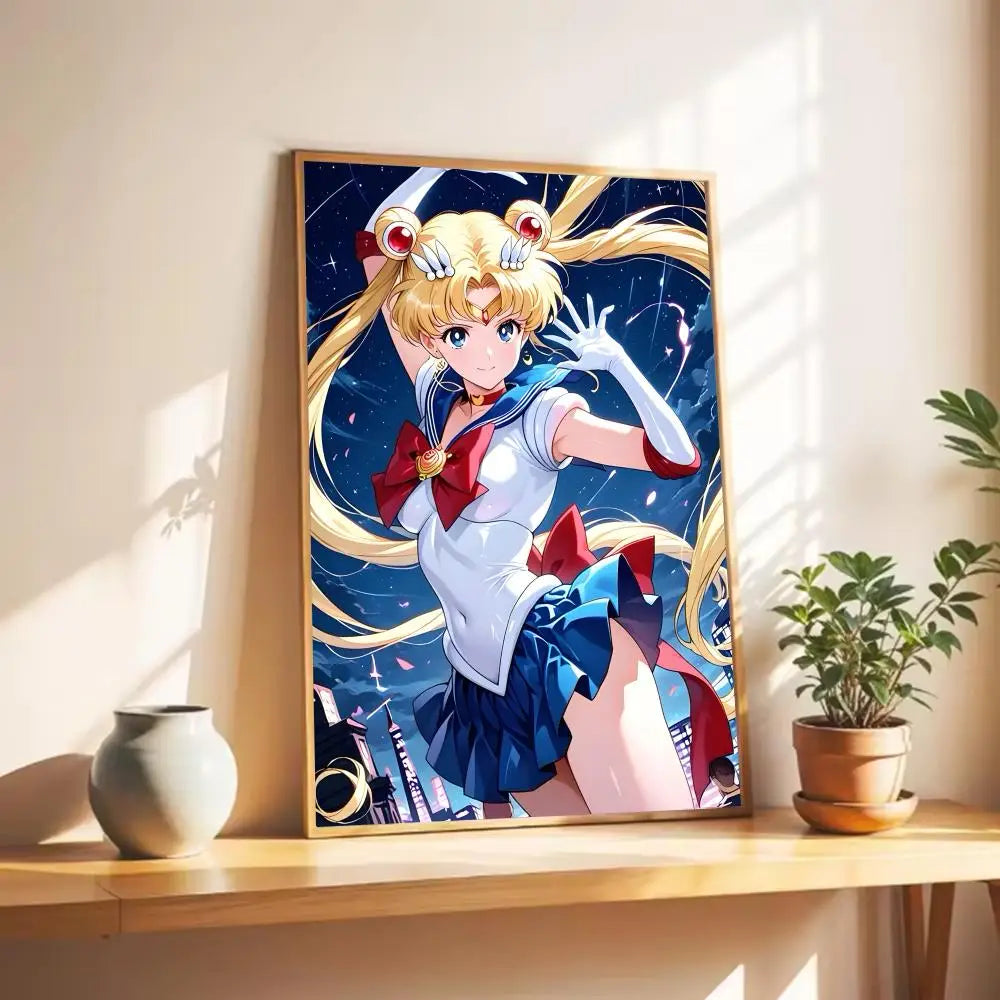 Cute S-Sailor M-Moon Poster Wall Art Print Poster Decorative Mural Home Decor Gift Unframed