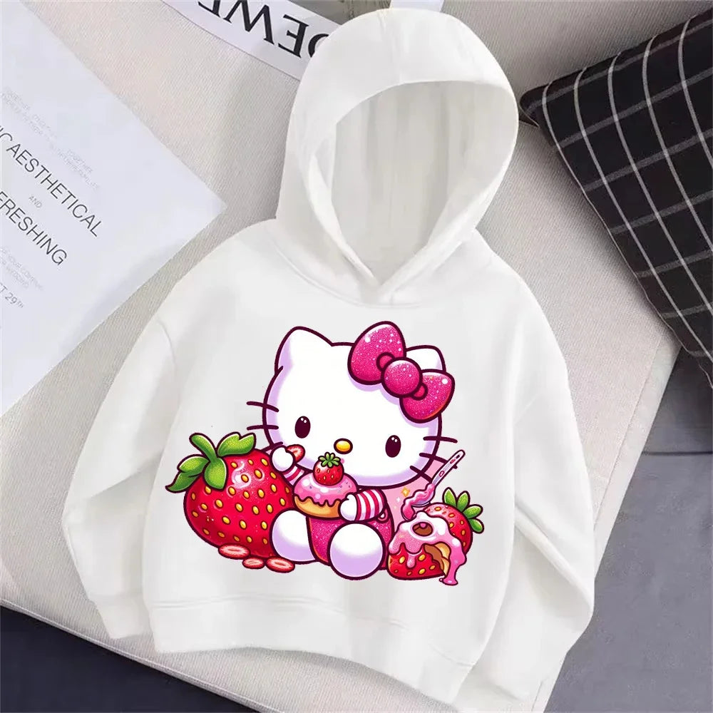 Hello Kitty Print Cute Children Hooded Sweatshirt Boy Girl