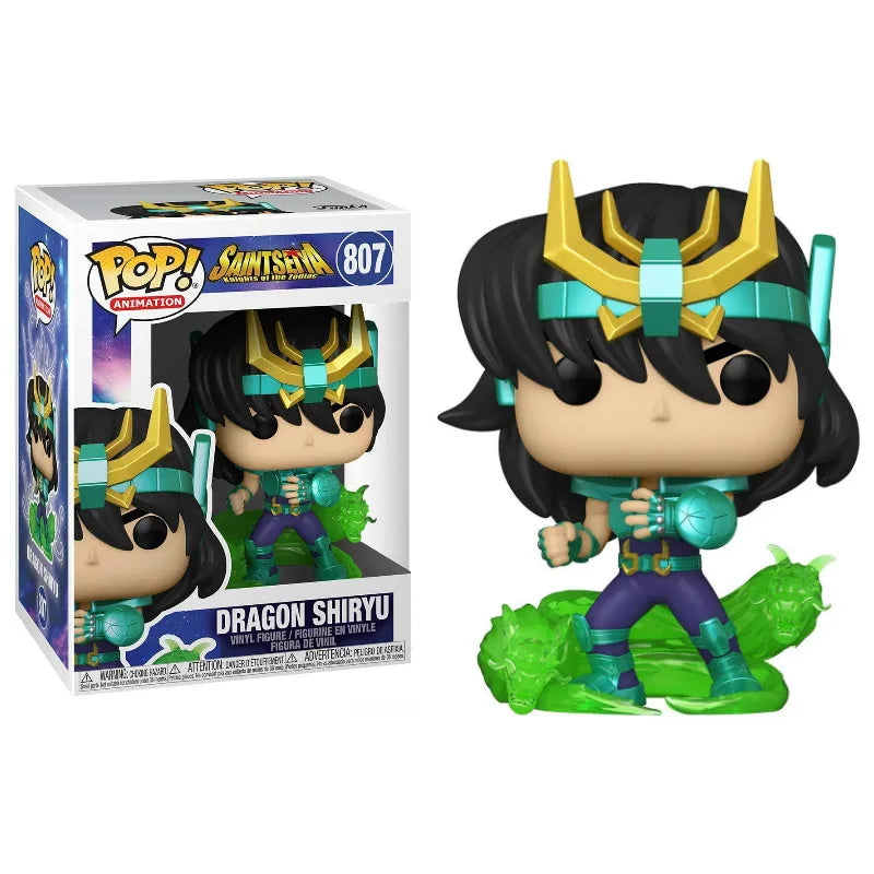 Funko Pop Saint Seiya Action Figure Cygnus Hyoga #808 Dragon Shiryu #807 Andromeda Shun #809 Phoenix Ikki #810 Vinyl Dolls Toys