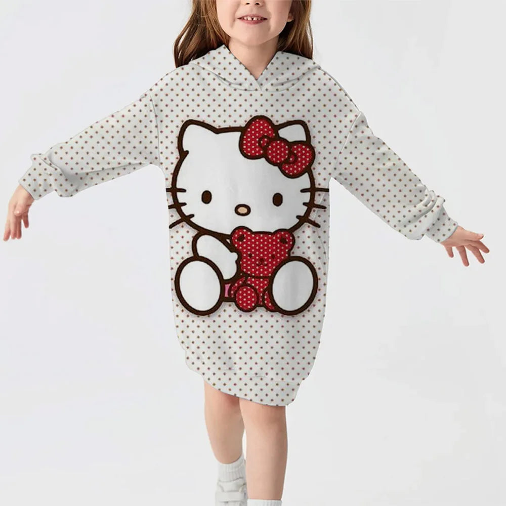 Hello Kitty Girl Comfortable Hoodie Dress