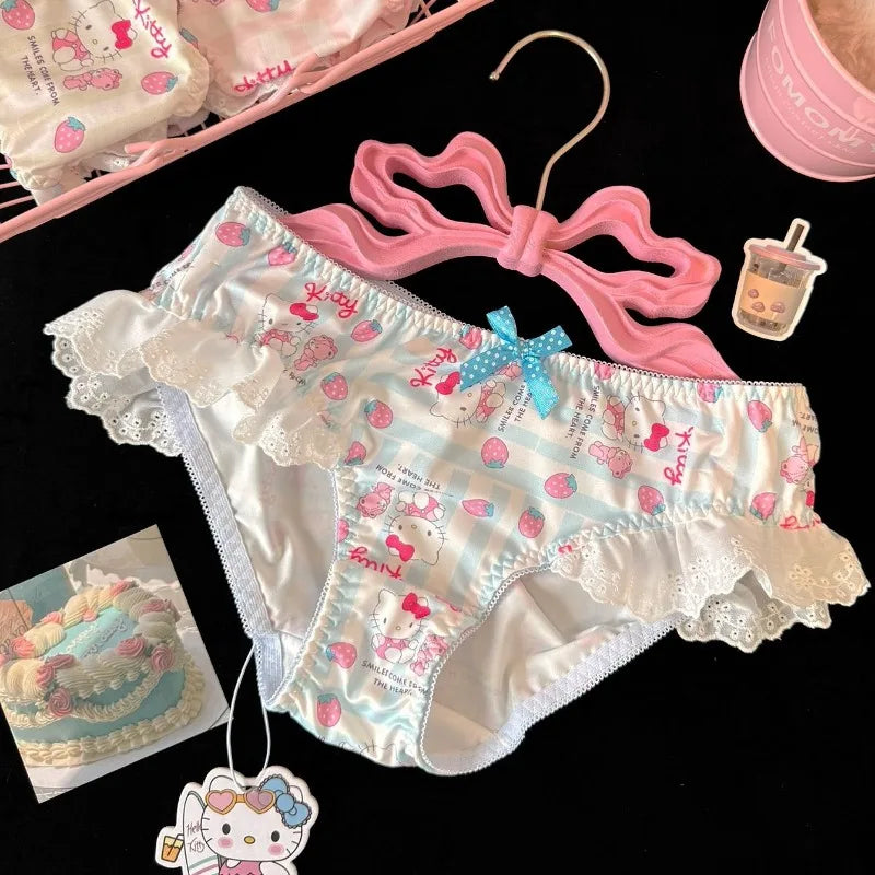Hello Kitty Anime Characters Cartoon Cute Printed Pattern Girl Underwear Creative Kawaii Girl Heart Sweet Triangle Pants Gift