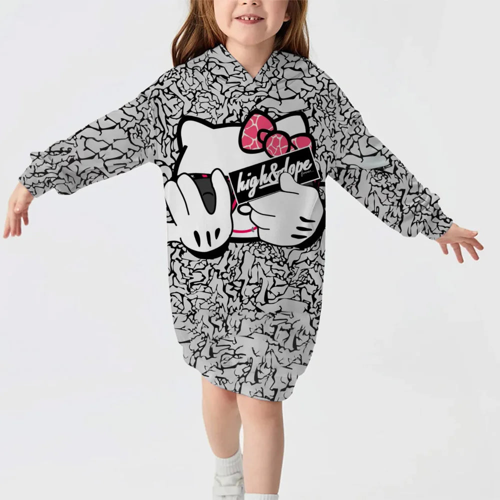 Hello Kitty Girl Comfortable Hoodie Dress