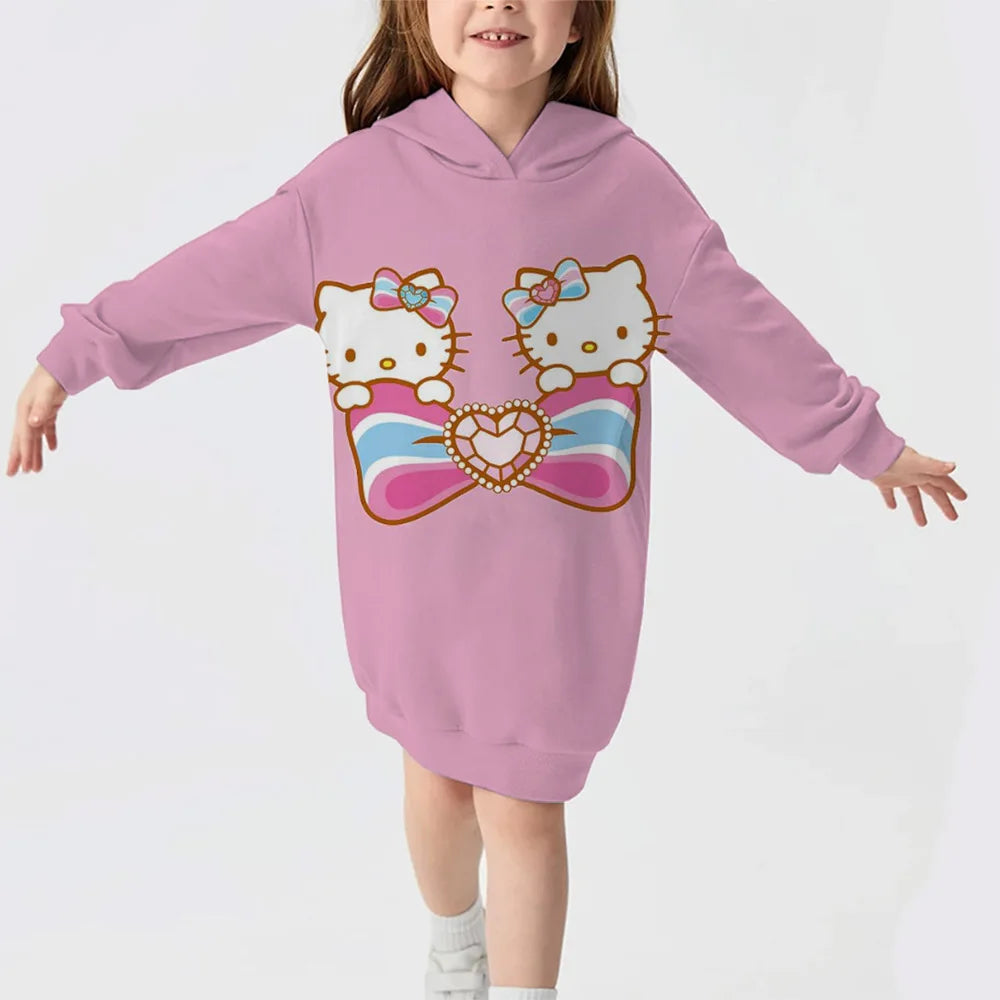 Hello Kitty Girl Comfortable Hoodie Dress