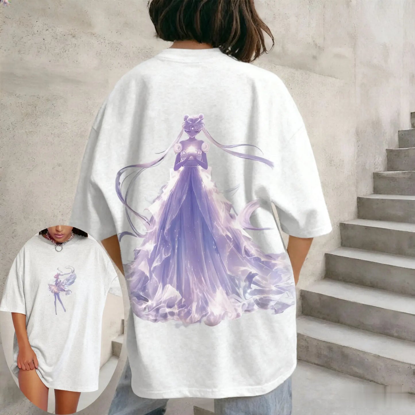 Sailor Moon Loose Women's Parent-child Fashion Short-sleeved T-shirt for Spring Summer Oversized Comfortable Casual Outdoor Top
