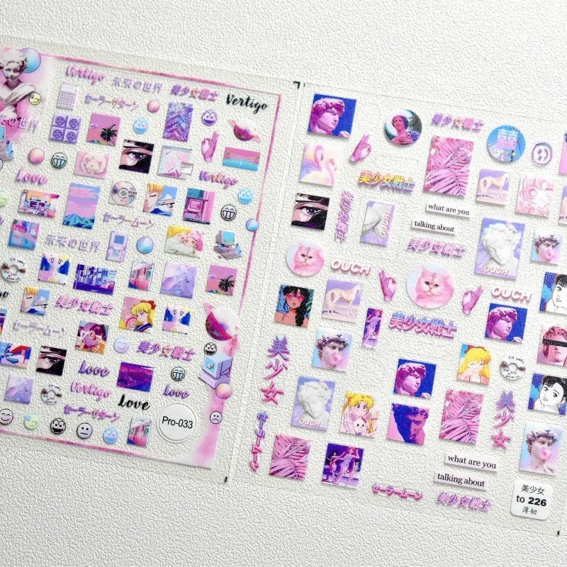 New Sailor Moon Luna Mizuno Ami Tsukino Usagi Sweet Cute Waterproof Nail Art Patch Creative Simple Cartoon Nail Decoration Gift