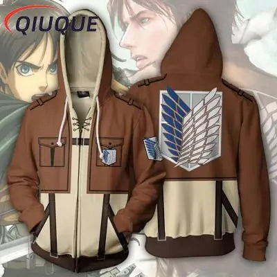Attack on Titan Anime Cosplay Hoodie - Zipper Jacket Sweatshirt