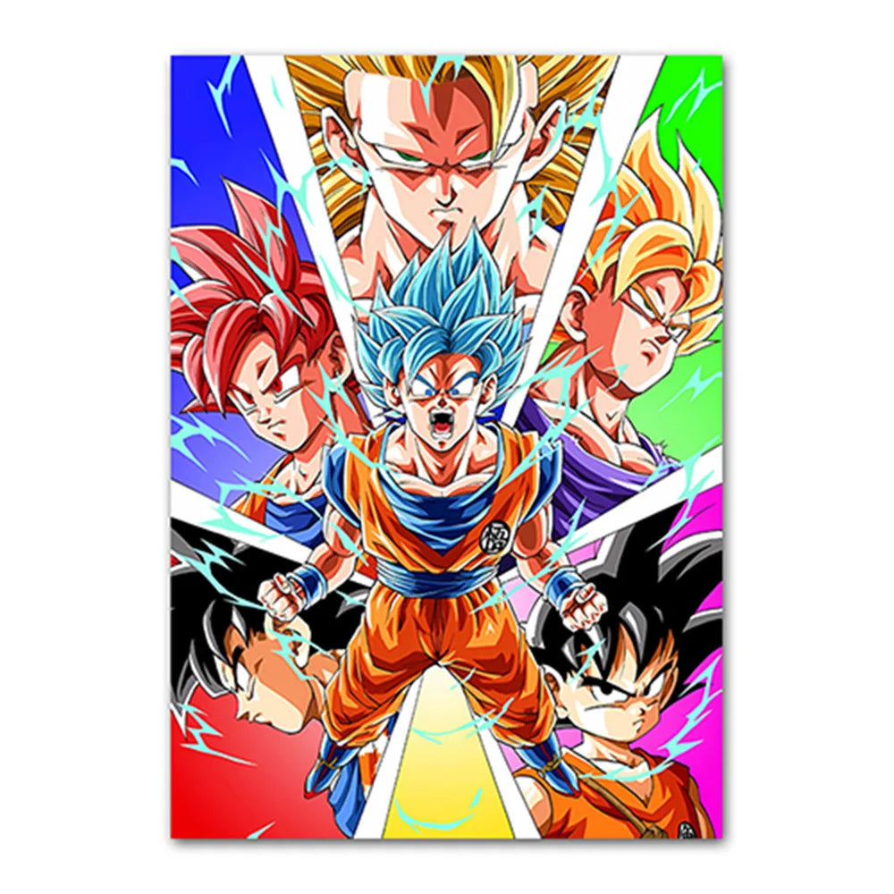 Dragon Ball Goku Van Gogh Starry Night Canvas Poster - Anime Art Wall Decor