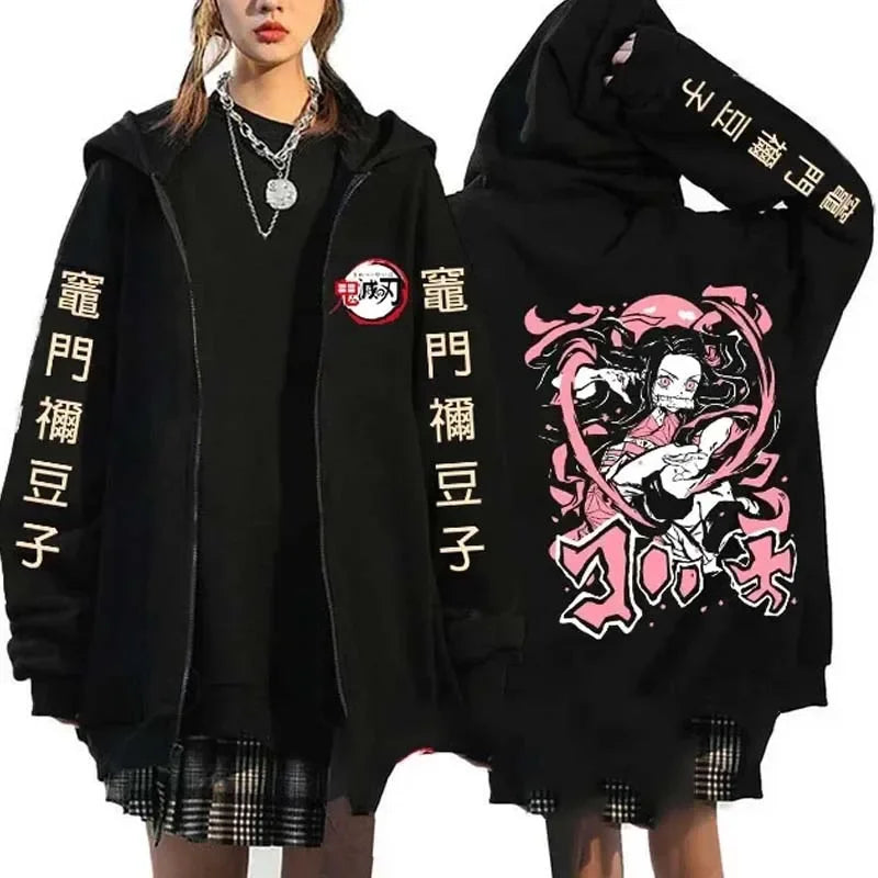 Demon Slayer Kimetsu no Yaiba Zipper Hoodie - Nezuko Kamado Streetwear
