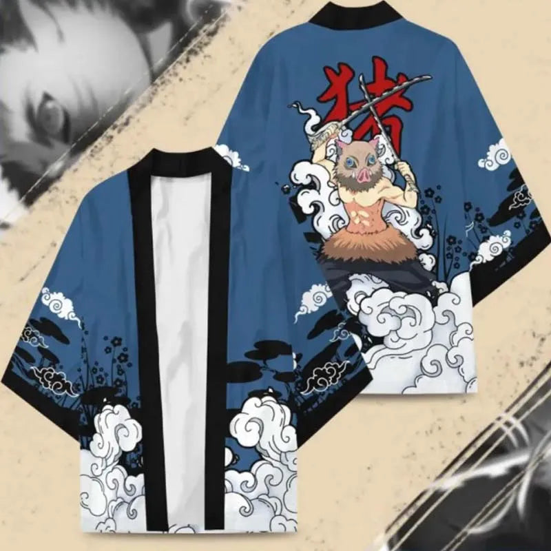 Demon Slayer Kamado Tanjirou & Nezuko 3D Printed Kimono Cape - Cosplay Jacket