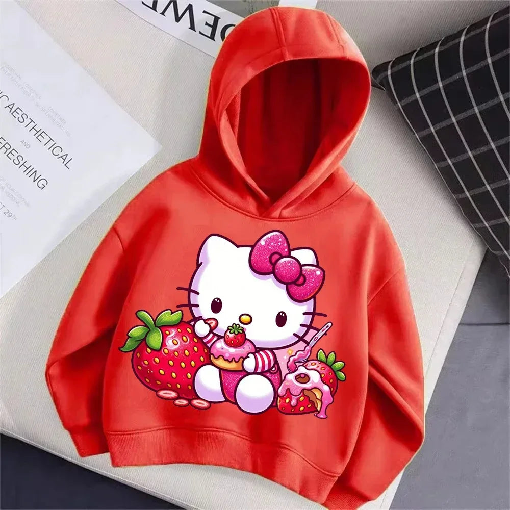 Hello Kitty Print Cute Children Hooded Sweatshirt Boy Girl