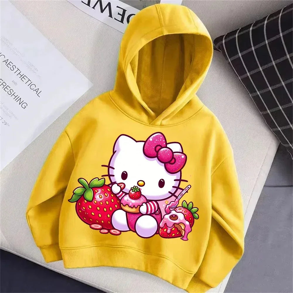 Hello Kitty Print Cute Children Hooded Sweatshirt Boy Girl