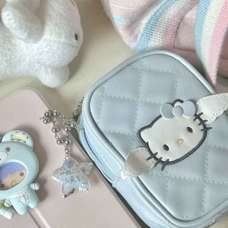Hello Kitty Wallet Sanrio Embroidery Bag Camera Bag Anime KT Diamond Storage Bag Kawaii Purses and Handbags Birthday Gift