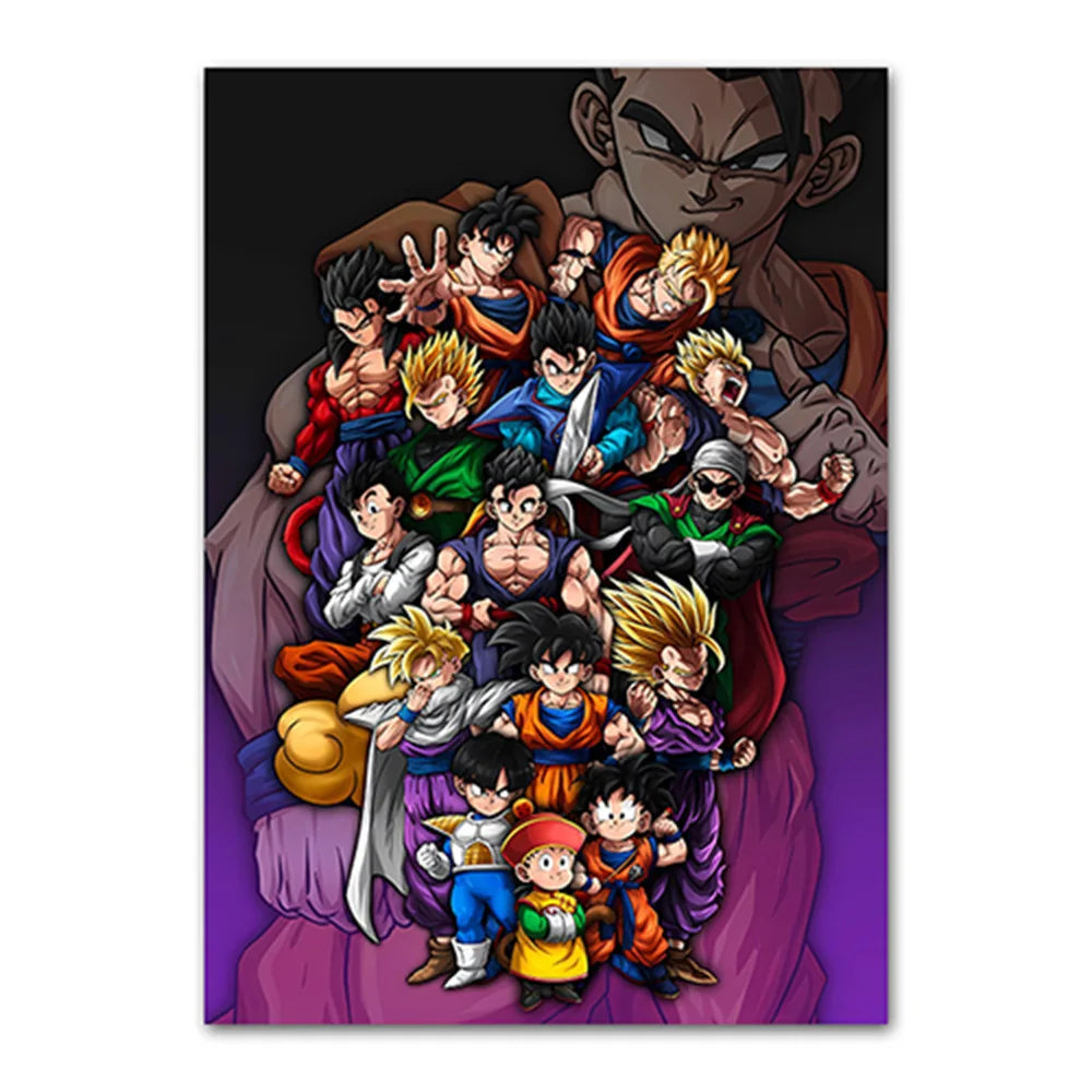 Dragon Ball Goku Van Gogh Starry Night Canvas Poster - Anime Art Wall Decor