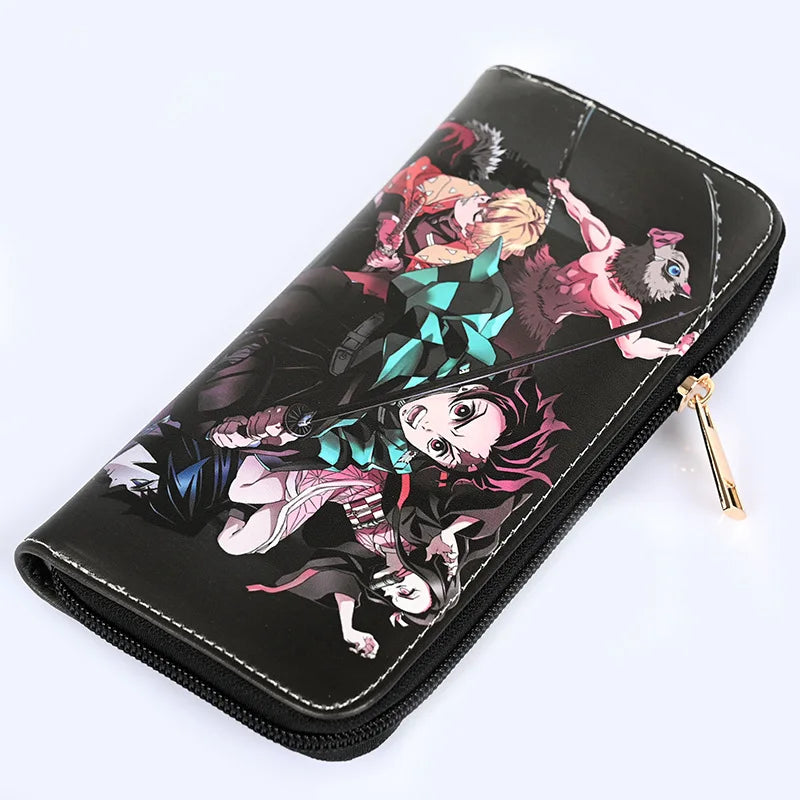 Anime  Demon Slayer Kimetsu No Yaiba Tanjiro Kamado Nezuko Wallets Long PU Leather Wallet Anime Purse Cosplay Accessories Gifts