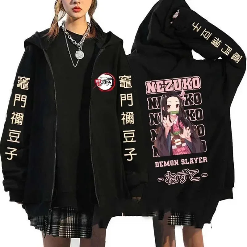 Demon Slayer Kimetsu no Yaiba Zipper Hoodie - Nezuko Kamado Streetwear