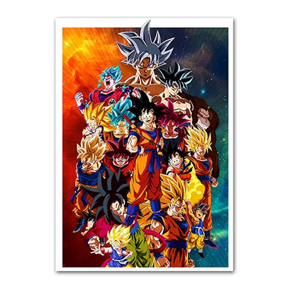 Dragon Ball Goku Van Gogh Starry Night Canvas Poster - Anime Art Wall Decor