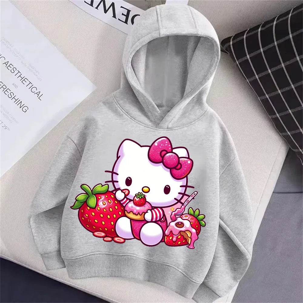 Hello Kitty Print Cute Children Hooded Sweatshirt Boy Girl