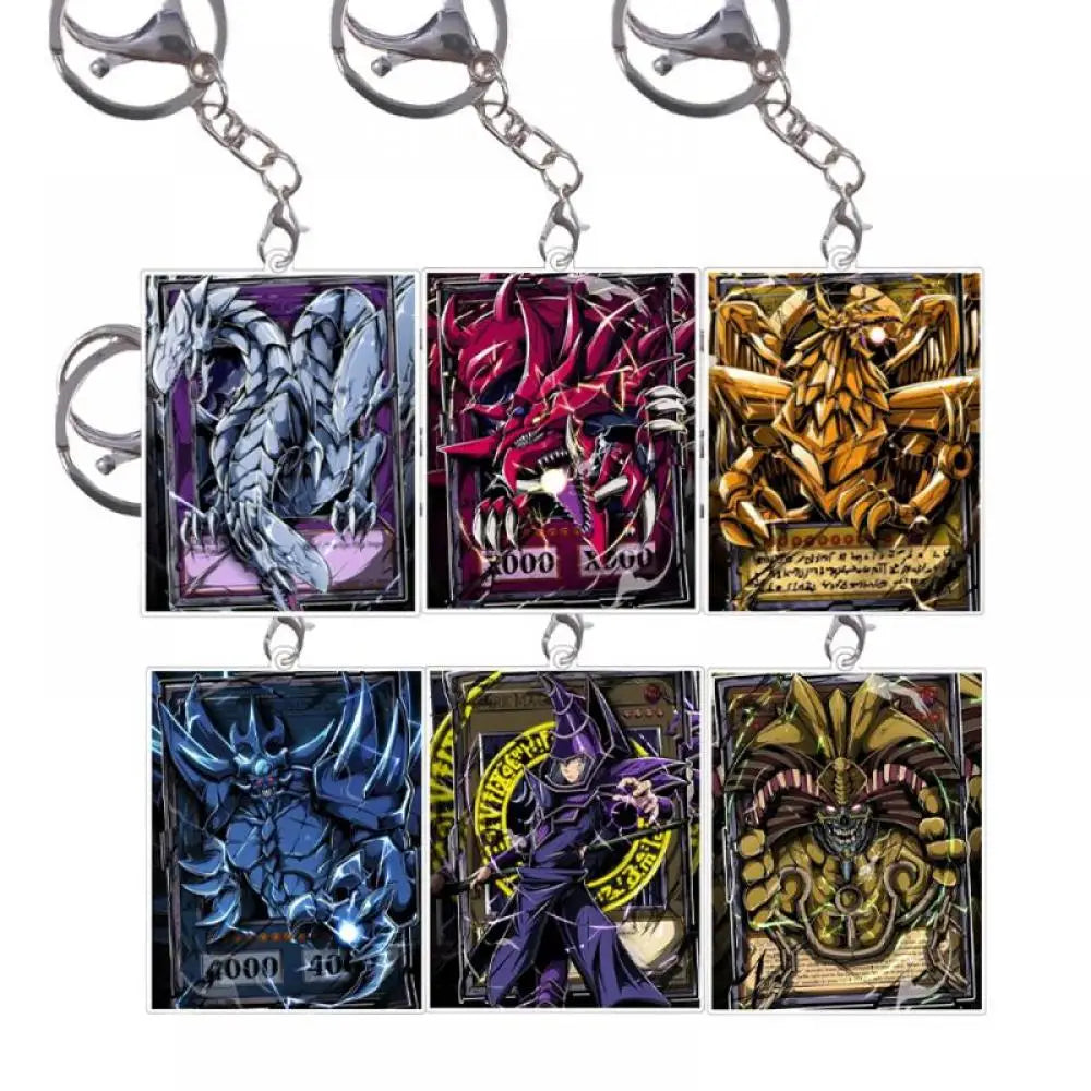 Yu Gi Oh Double Sided Acrylic Keychain Dark Magician Blue-Eyes White Dragon