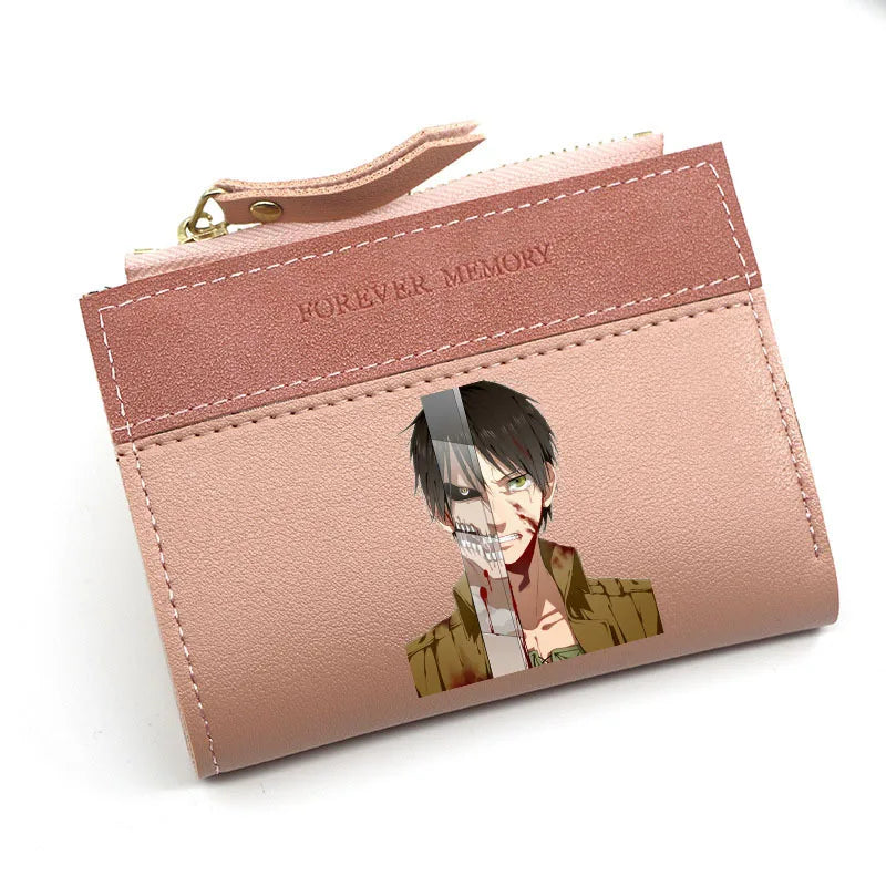 Attack on Titan Eren Jaeger PU Wallets for Man Women Fashion Short Wallet Anime Levi Ackerman Coin Purse ID Card Holders Bags