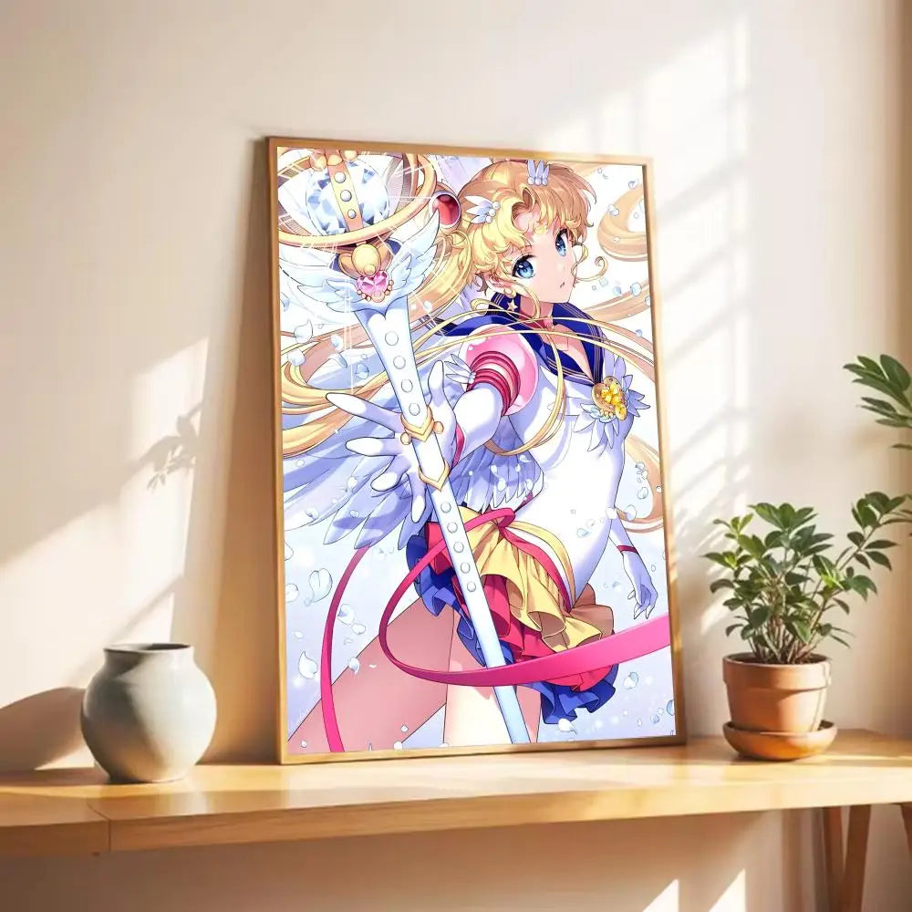 Cute S-Sailor M-Moon Poster Wall Art Print Poster Decorative Mural Home Decor Gift Unframed