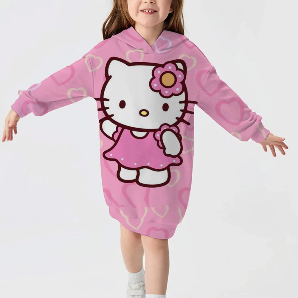 Hello Kitty Girl Comfortable Hoodie Dress
