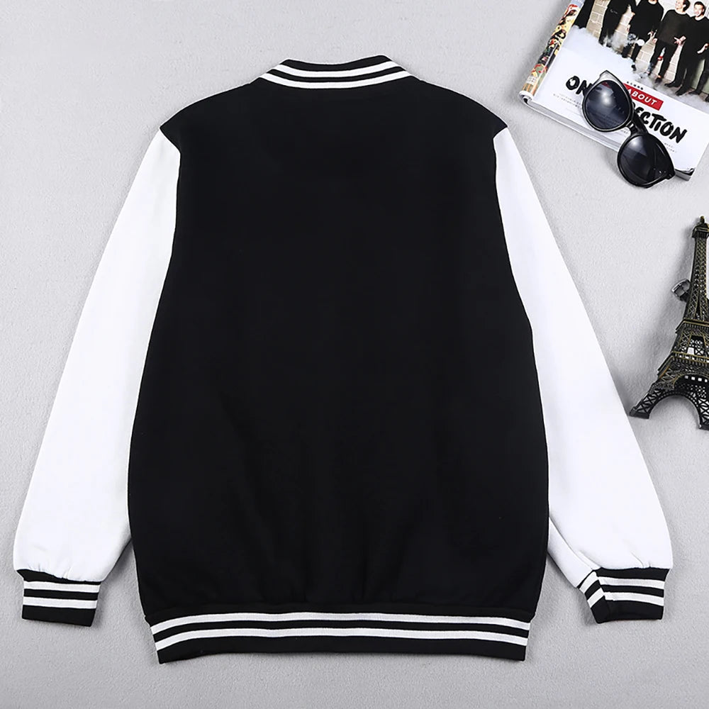 Japanese Anime Cosplay Baseball Jacket Coat College Casual Sweatshirt Jacket Male Autumn Winter Warm Fleece Oversized Jackets
