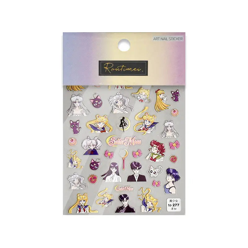New Sailor Moon Luna Mizuno Ami Tsukino Usagi Sweet Cute Waterproof Nail Art Patch Creative Simple Cartoon Nail Decoration Gift