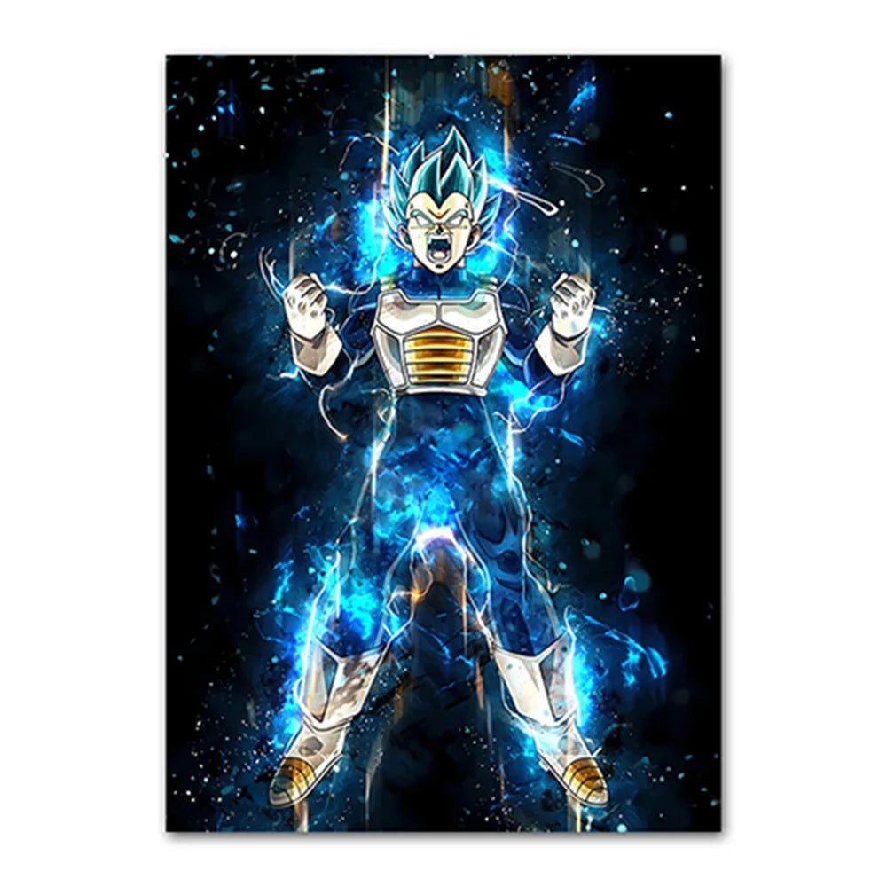 Dragon Ball Goku Van Gogh Starry Night Canvas Poster - Anime Art Wall Decor
