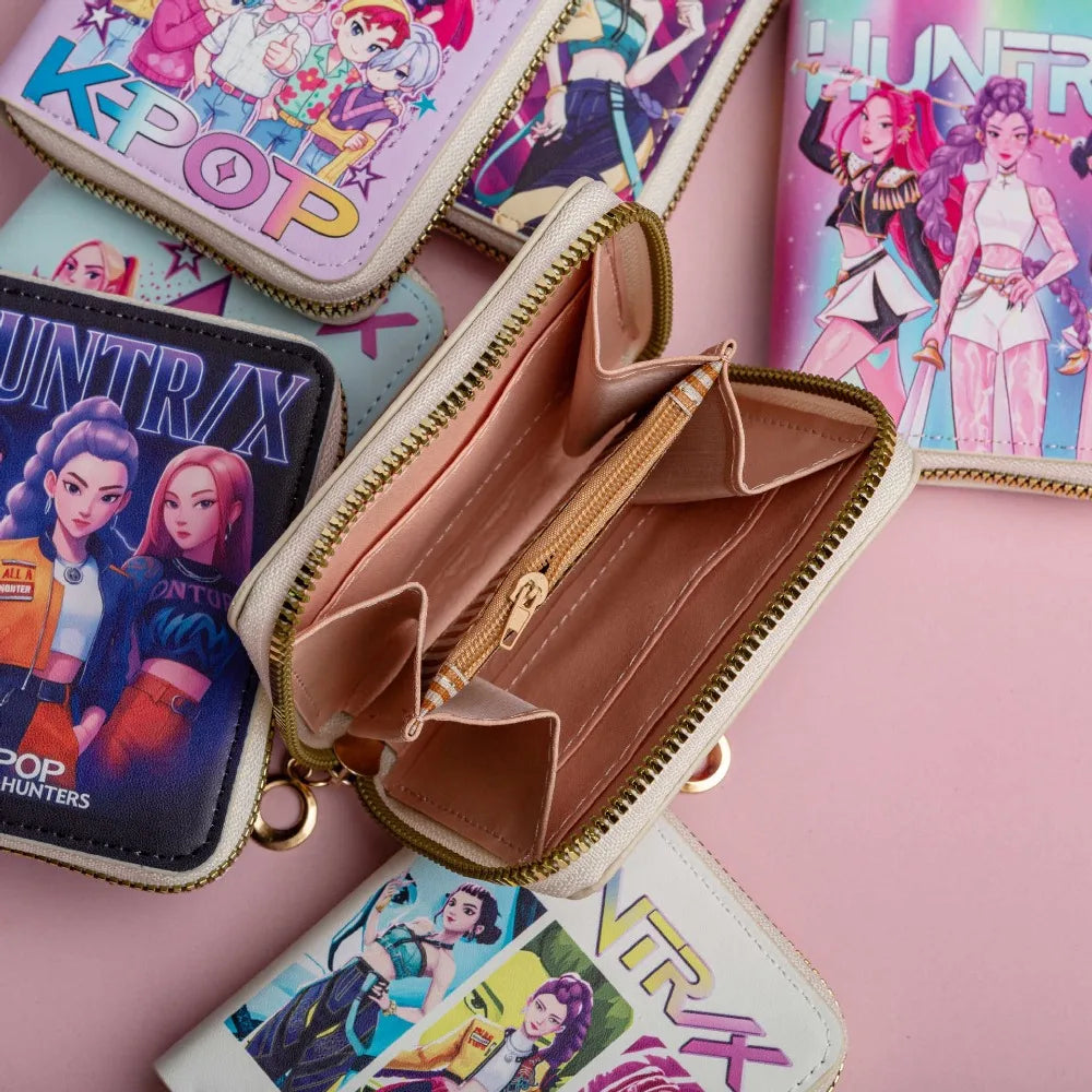 kpop Demon Hunters PU Short Women's Cartoon Wallet k-pop Coin Pack Card Pack Portable k pop HUNTRX Rumi Mira Zoey Fan Wallet ﻿