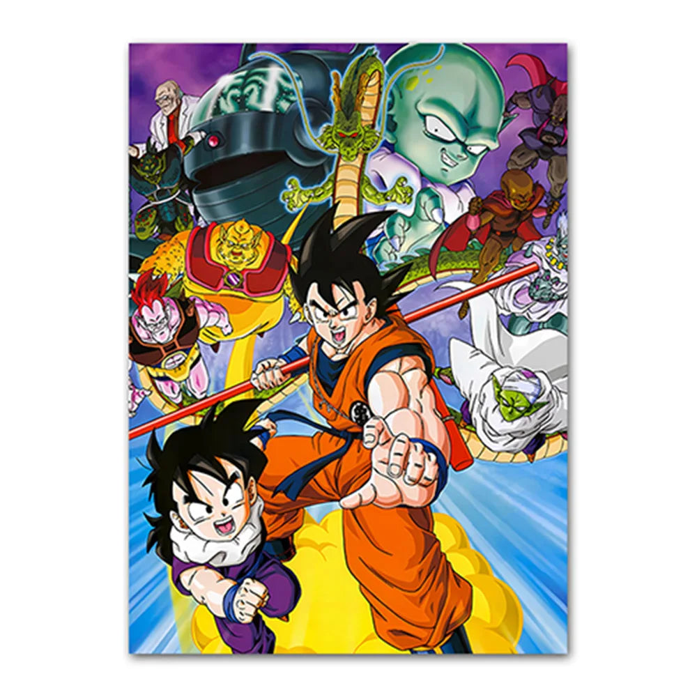 Dragon Ball Goku Van Gogh Starry Night Canvas Poster - Anime Art Wall Decor