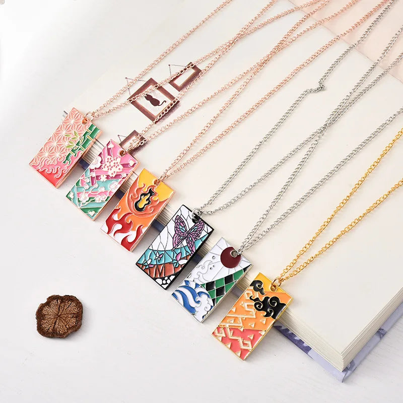 Demon Slayer Necklace - Tanjiro, Nezuko & Zenitsu Metal Pendant Cosplay Jewelry