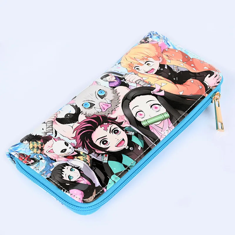 Anime  Demon Slayer Kimetsu No Yaiba Tanjiro Kamado Nezuko Wallets Long PU Leather Wallet Anime Purse Cosplay Accessories Gifts