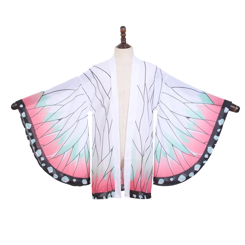 Japanese Anime Kochou Shinobu Cosplay Costume Summer Woman Kimono Cardigan Cloak Beach Vacation Butterfly Robe Tops