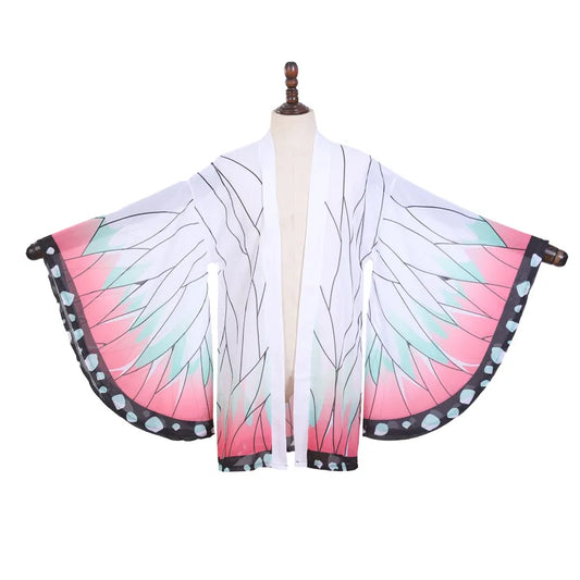 Japanese Anime Kochou Shinobu Cosplay Costume Summer Woman Kimono Cardigan Cloak Beach Vacation Butterfly Robe Tops