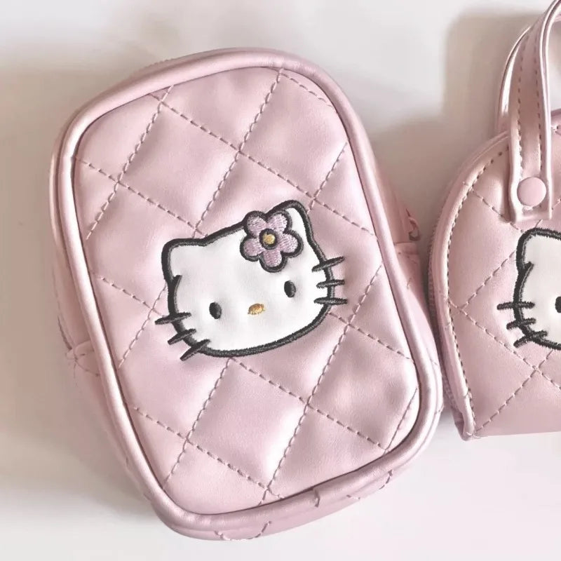 Hello Kitty Wallet Sanrio Embroidery Bag Camera Bag Anime KT Diamond Storage Bag Kawaii Purses and Handbags Birthday Gift