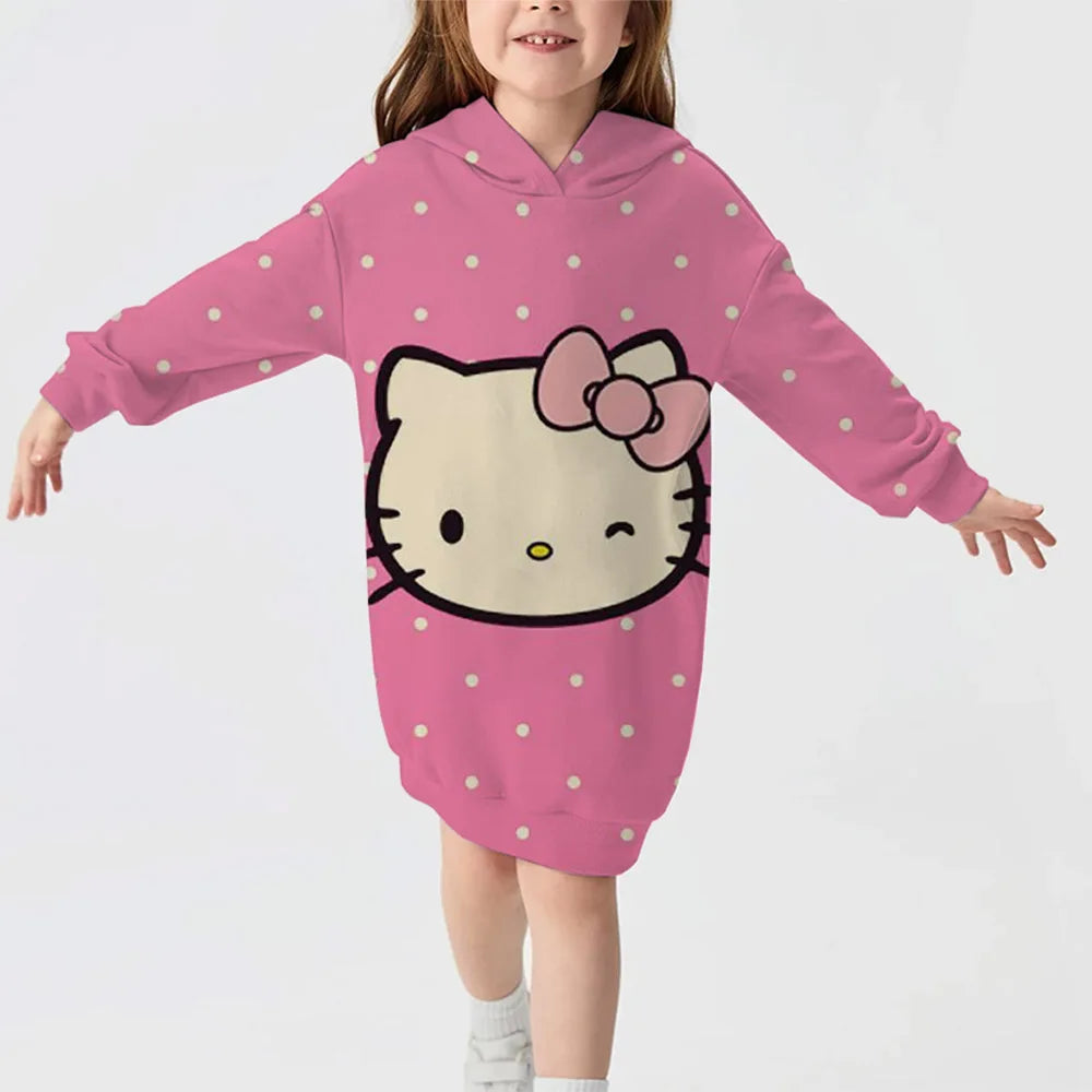 Hello Kitty Girl Comfortable Hoodie Dress